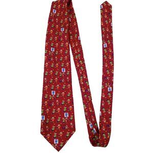 Vintage Olympics Necktie Tie Lillihammer 94 Silk Red Logo Torch '94 Winter Games